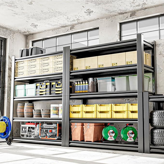 OLLRRACT Metal Garage Storage Shelf, Heavy Duty 5 Tier Shelving Unit, Industrial Utility Shelving for Garage Storage, Durable Metal Shelf Organizer, Storage Shelving 24" D x48 W x72 H（2 Pieces）