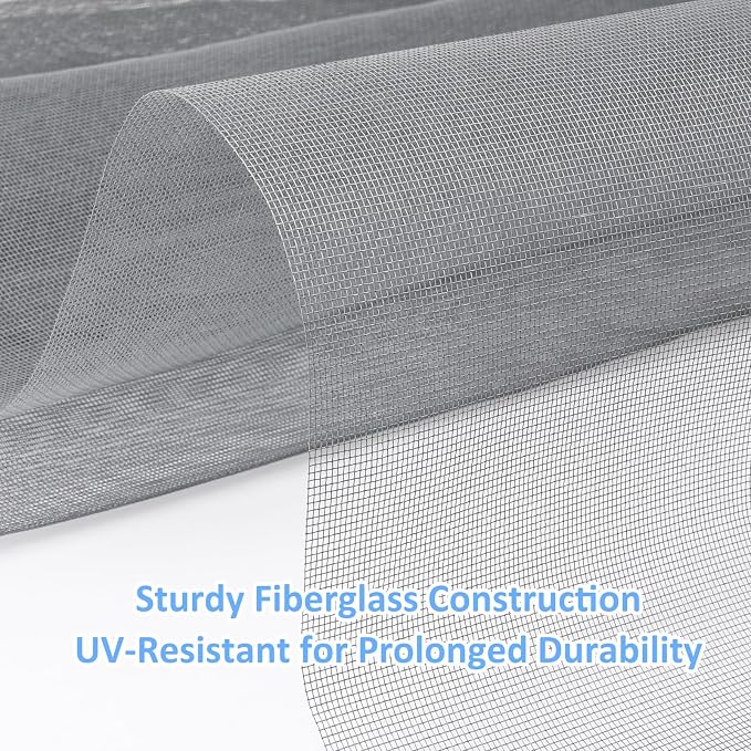 48"x102" Window Screen Mesh, Fiberglass Window Screen, Screen Door Mesh, Windows Screens and Screen Door Replacement, Patio Screen Mesh- Gray