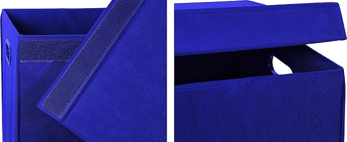 Simple Houseware Foldable Laundry Hamper Basket with Lid, Dark Blue