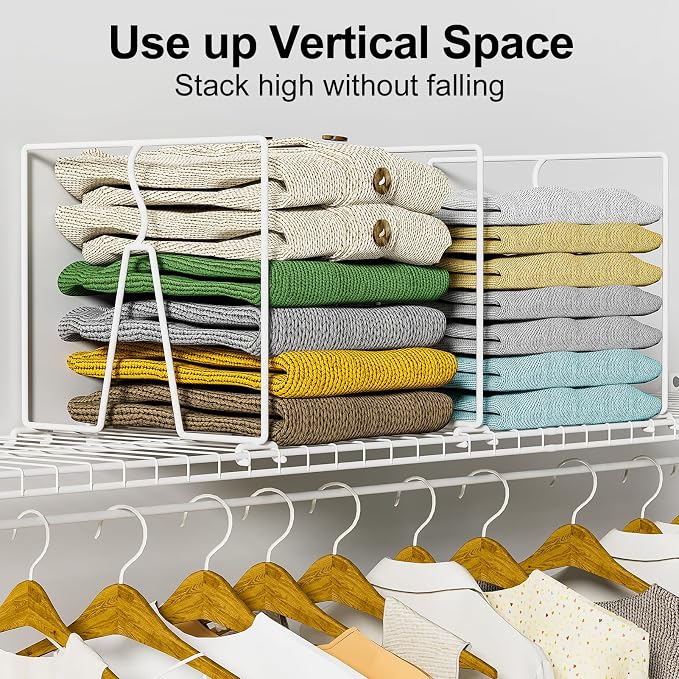 SortNStore Wire Shelf Dividers for Closet: Tall 12 Pack 12-inch Deep Wire Rack Accessories - Adjustable Purse Organizer for Clothes Handbags - Metal Pantry Separators