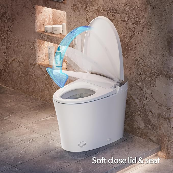 CANEST Smart Toilet with Bidet Built in, Dual-Flush 1.1/1.6GPF with 17" ADA Comfort Height Seat, 1000g MaP Flush, Bidet Toilet 12" Rough-in, Foot Sensor, Heated Seat, Remote Control, Night Light