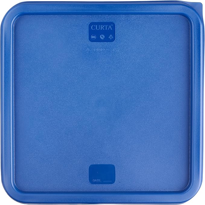 CURTA 8-Pack 22 Qt NSF Clear Polycarbonate Food Storage Containers with Blue Lids - Square, Commercial-Grade, Freezer & Dishwasher Safe, Stackable