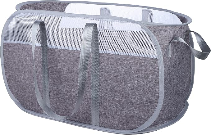Pop Up Laundry Hamper，with Durable Handles collapsible laundry basket，Easy to Open and Fold for college Dorm,kids room，travel (Gray)…
