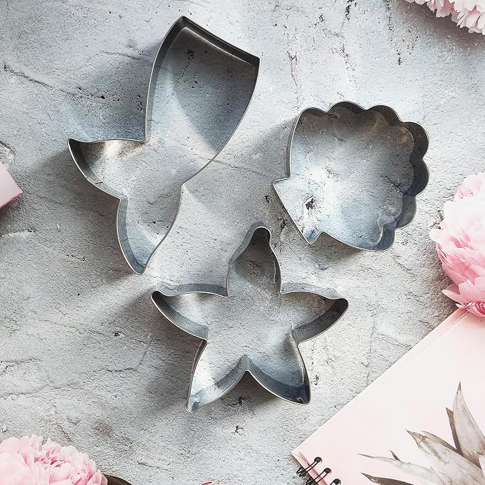 Mermaid Cookie Cutters,Mermaid tail, Starfish, Seashell-Stainless Steel Holiday Cookie Cutters Shapes for Baking Gift