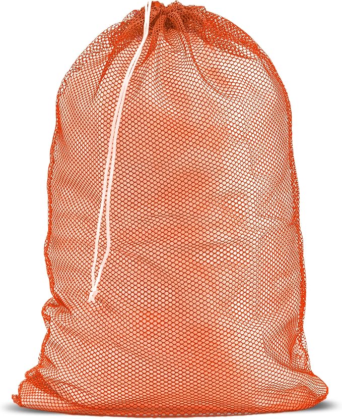 Handy Laundry Mesh XL Laundry Bag - Durable, Machine Washable with Secure Drawstring Closure - Perfect for College Dorms, Laundromats, Apartments (Orange, Large 24" x 36") | XL 24x36 Mesh Laundry Bag, Secure Drawstring, Heavy Duty, Machine Washable, fo...