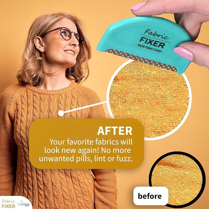 Cashmere & Multi-Fabric Sweater Comb & Pill Remover for Depilling Sweater Fuzz (Set of 2 Sweater Defuzzer Combs) - Wool Pilling Remover for Delicate Clothing, Fabrics, Furniture