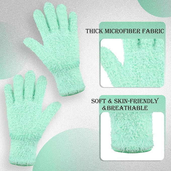 Patelai 12 Pairs Microfiber Plant Dusting Gloves Leaf Cleaning Gloves for Indoor Plants, Blinds, Furniture, House (Assorted Colors,Small)