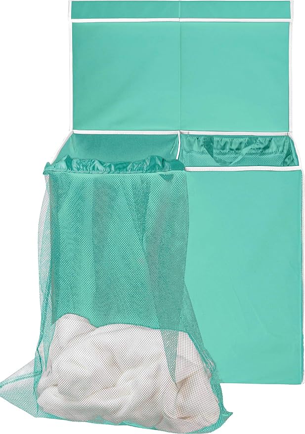 Simple Houseware Double Laundry Hamper with Lid & Removable Bags, Turquoise