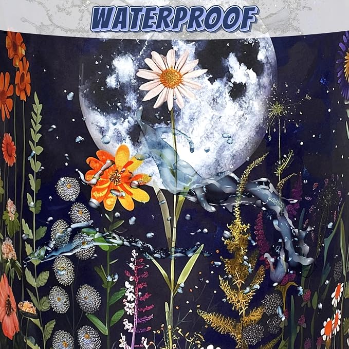 Moon Flowers Laundry Basket Oxford Cloth Hamper18.9"x16.5" | Floral Laundry Hamper With Handle Foldable Clothes Storage Basket Moon Laundry Bag For Laundry Room/Bedroom/Bathrooms