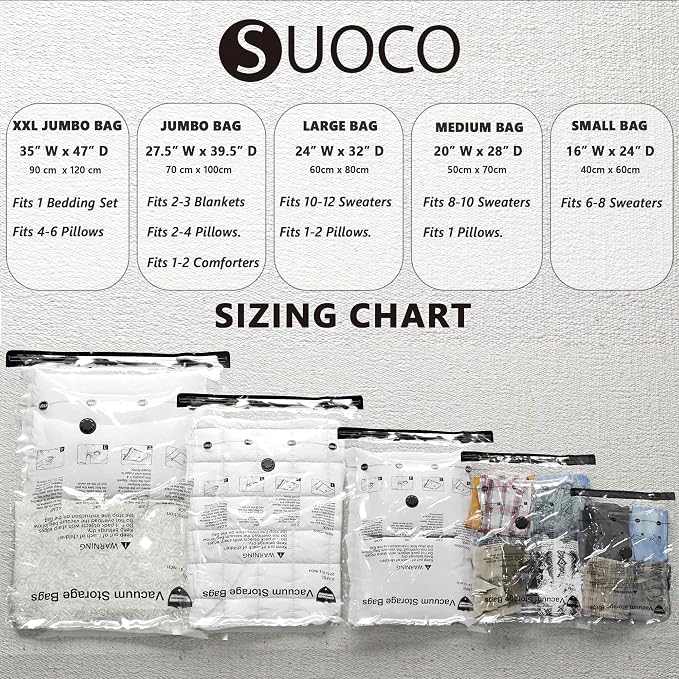 Vacuum Storage Bags, Compression Packing Space Saver Seal Bags for Clothing Bedding Comforters Blankets Pillows, 8 Small
