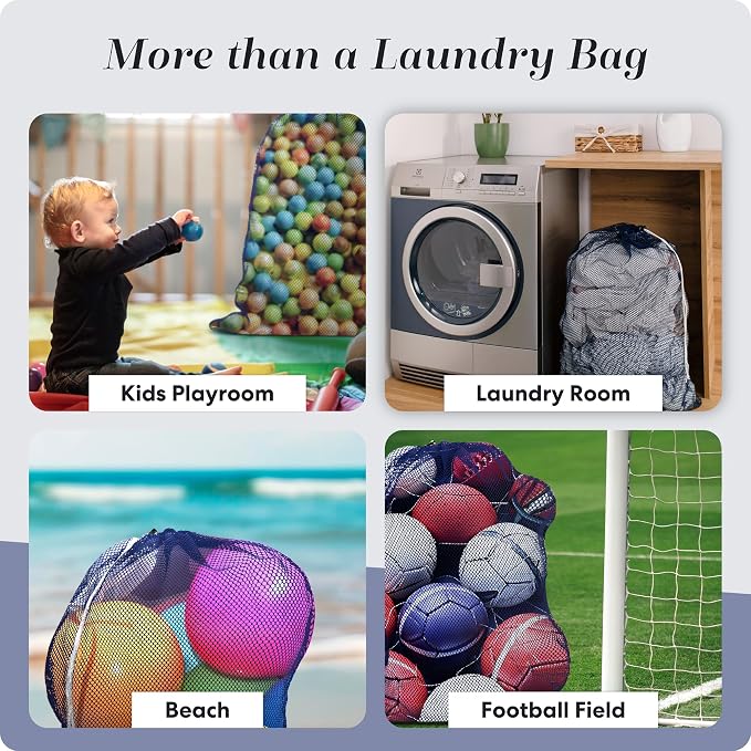 Handy Laundry Mesh XL Laundry Bag - Durable, Machine Washable with Secure Drawstring Closure - Perfect for College Dorms, Laundromats, Apartments (Navy, Large 24" x 36") | XL 24x36 Mesh Laundry Bag, Secure Drawstring, Heavy Duty, Machine Washable, for ...