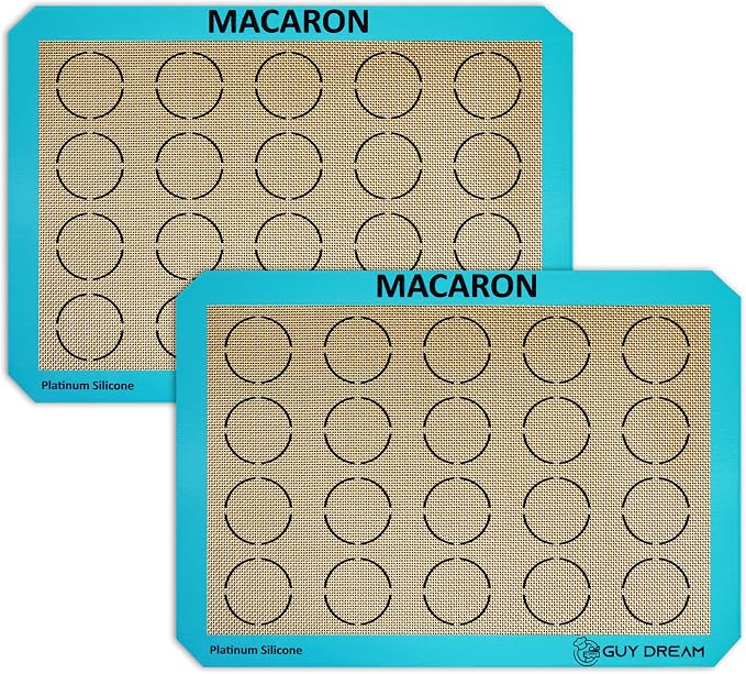 GUYDREMAT 2PCs Half Sheet Silicone Baking Mat Kit - Non Stick Food Grade Macaron Baking Mat - Reusable Easy Cleaning Oven Mat - 16 1/2' x 11 5/8'