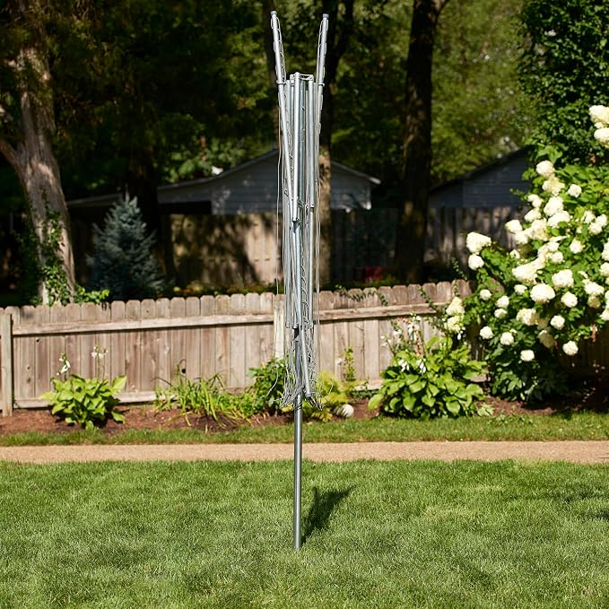 Household Essentials 17140-1 Rotary Outdoor Umbrella Drying Rack | Steel | 30-Lines with 182 ft. Clothesline
