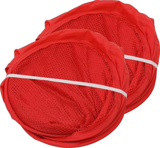 Simple Houseware Mesh Pop-Up Laundry Hamper with Side Pocket, 2 Pack, Red