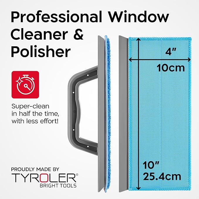 Tyroler Duschabzieher breit 25 cm | 2 Mikrofaser Scheuer- & Poliertücher | 2 Microfiber Scrub & Polish Cloths | Squeegee for Shower Glass, Tiles, Wall & Mirror | Ideal Window Squeegee for Home | Wiper