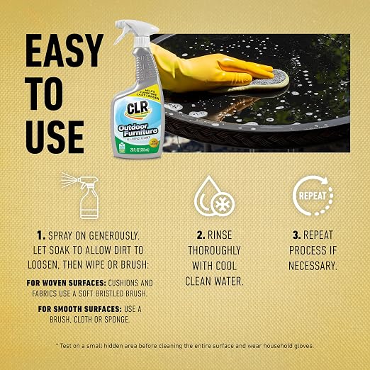 CLR Brands Outdoor Furniture Cleaner, 26 oz. Spray Bottle | Cleans Outdoor Surfaces, Removes Dirt and Grime from Fabric, Wood, Wicker, PVC, Plastic and More