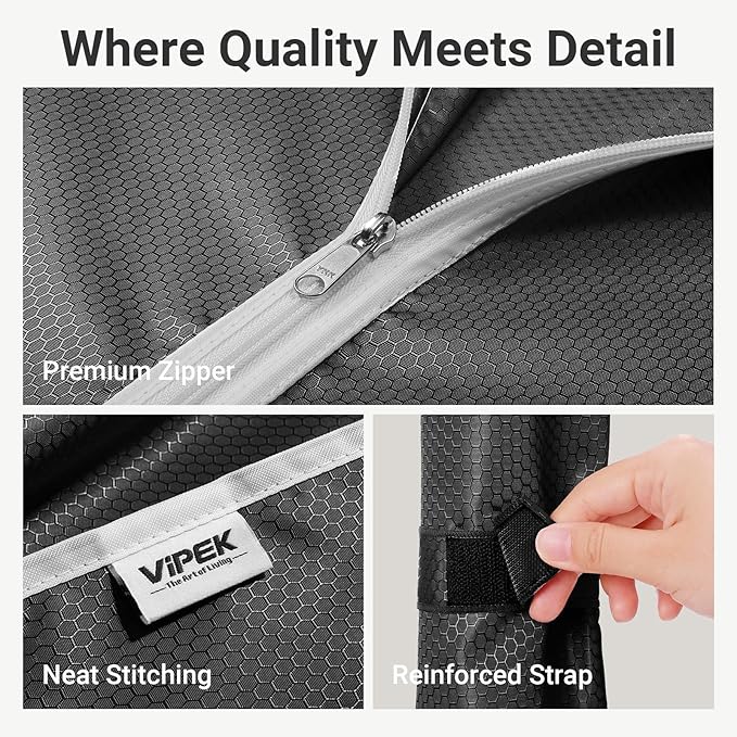 VIPEK V5C Medium Covered Clothes Rack Heavy Duty Portable Closet Wardrobe, Freestanding Black Clothing with Upgraded Polyester Cover, Adjustable Custom, 56.7" Lx15.7 Wx76.4 H