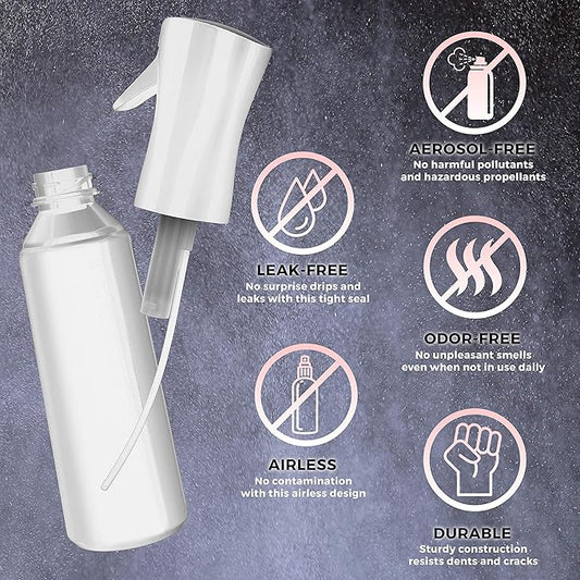 Ultra Fine - Durable - Empty Continuous Spray Bottle - Water Mister For Hairstyling, Plants, Cleaning, Cooking, Misting & Skin Care (5oz)