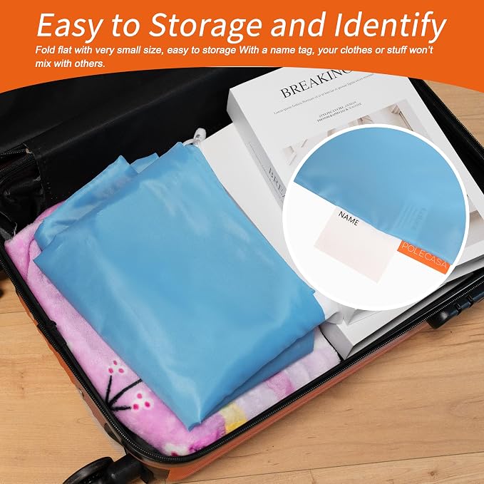 2 Pack Extra Heavy-Duty Laundry Bag with Handle, Gulf Blue, 28x36" | Extra Large, Name ID Tag, Machine Washable, Reinforced Handles, Drawstring Closure, For College Dorm Travel