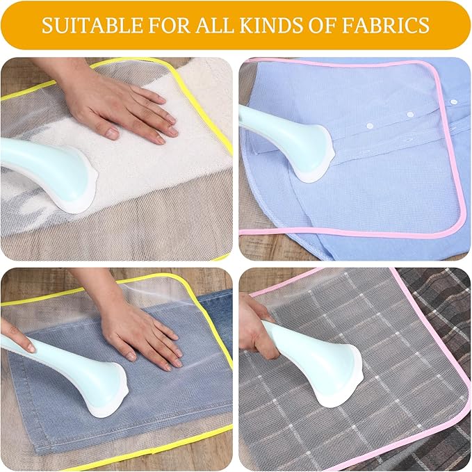 2 Pack Pressing Cloth for Ironing, Pink and Yellow Ironing Cloth to Protect Clothes, Heat Resistant Mesh Iron Mat Pad for Sewing Ironing Fabric Protect
