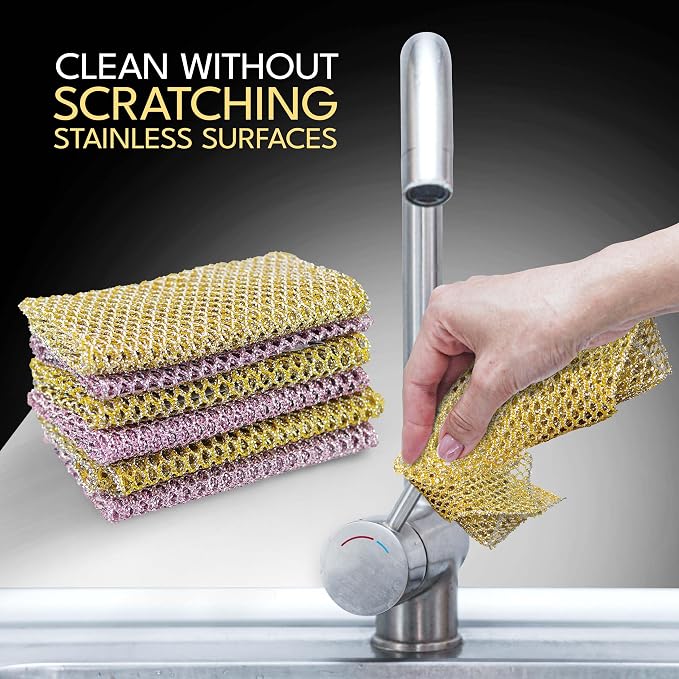 Non-Scratch Dish Scrubbers (3 Pcs) — Outlasts 7+ Sponges, Stays Odor-Free | Replace Smelly Kitchen Sponges | Non-Absorbent Mesh | Safe on Non-Stick, Cast Iron, Glass | Made in Korea Since 2012