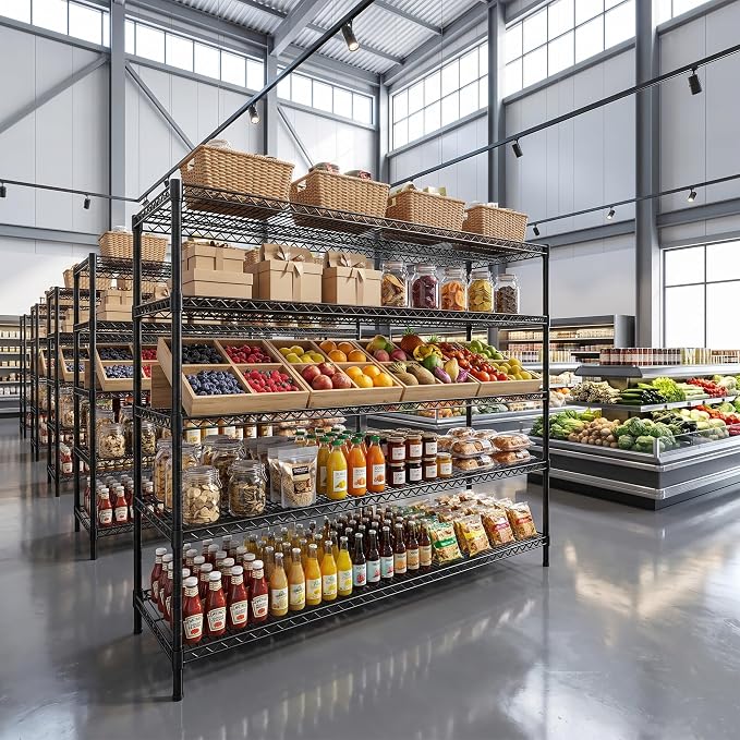 REIBII Storage Shelves, 3200LBS Heavy Duty&Adjustable Height for Garage | 55.5" W Shelf Space Saving, 5 Tier Freestanding, Powder Coated, Anti-Tipping Device, Moisture Resistant, 2-set for Pantry