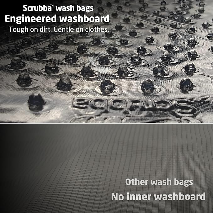 Scrubba Wash Bag Patented Washboard-in-a-Bag™ 5 oz Travel Clothes Washer | Pack Light, Wash Anywhere Fast, Internal Washboard, Machine-Quality Wash, No Electricity, Camping, Backpacking, RV, Cruises