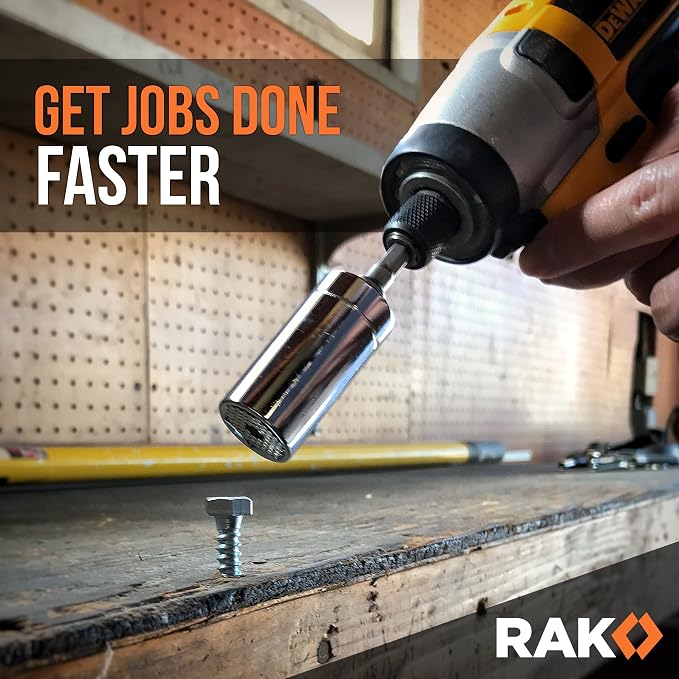 RAK Super Universal Socket Tool, 7-19mm Universal Socket Wrench Set, Gator Grip with Power Drill Adapter Set, Valentine's Day Gift, Ideal Cool Gadgets for Birthday Gifts for Men Dad Husband