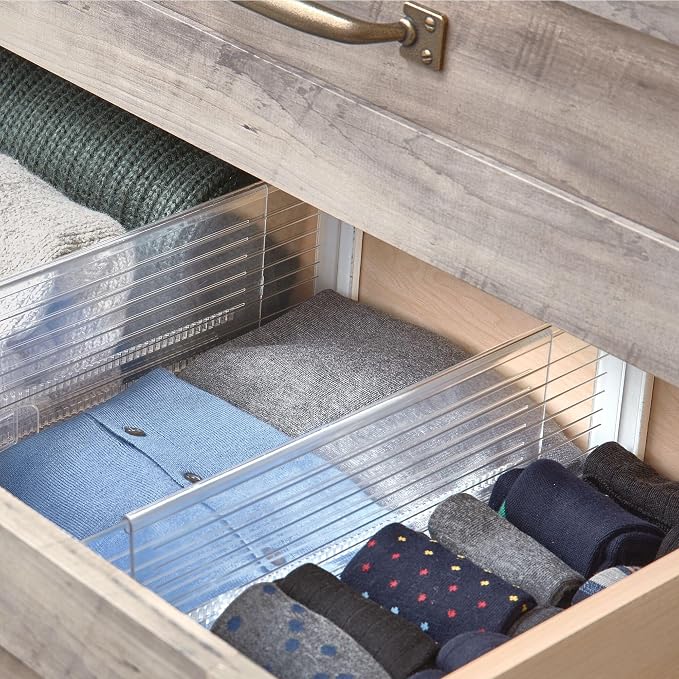iDesign Expandable Deep Drawer Dividers, Set of 8, Clear | Kitchen, Dresser, Desk Drawers