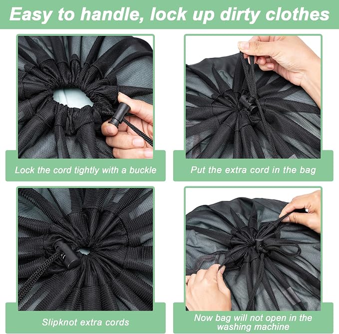 2 Pack Mesh Travel Laundry Bag 28" x 40"Extra Large Dirty Clothes Organizer | Machine Washable Dirty Clothes Organizer with Drawstring and ID Tag, Large Enough to Laundry Essentials forTravel