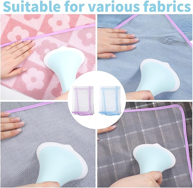 2 PCS Mesh Pressing Cloth for Ironing, Nylon Iron Cloth Pad Insulation Pad, Ironing Clothes Protective for Sewing and Ironings(Blue, Purple)