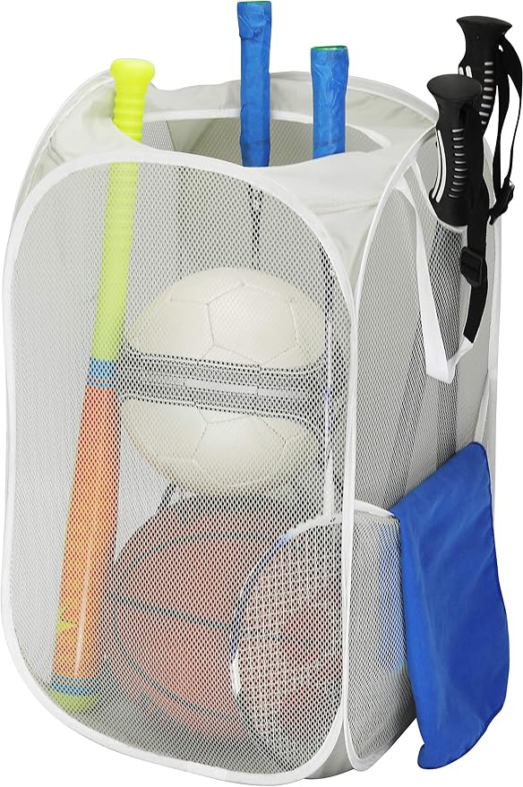 Simple Houseware Mesh Pop-Up Laundry Hamper with Side Pocket, 2 Pack, Gray