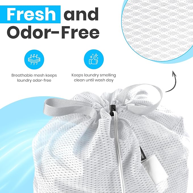 Handy Laundry Mesh XL Laundry Bag 24"x36" with Shoulder Strap, White | XL 24x36 Mesh Laundry Bag, Handles & Shoulder Strap, Breathable, Machine Washable, Dorm Travel Bedding, White