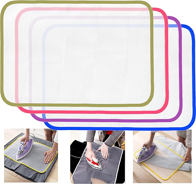 XANADU 4 PCS Pressing Cloth for Ironing – Heat-Resistant Ironing Cloth to Protect Clothes – Reusable Iron Pressing Cloth Protector for Sewing & Ironing