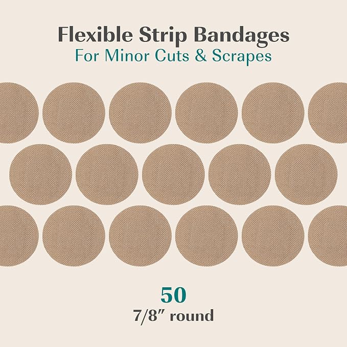 FEBU PFAS Free Bamboo Fabric Bandages, 50 Count Spot | Eco-Friendly, Flexible Fabric, Fully Compostable, Latex Free
