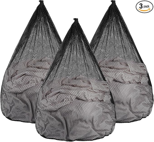 3Pcs Mesh Laundry Bags Washing Machine Mesh Wash Bags Jumbo for Delicates Clothes,Bed Linen,Toys with Drawstring Closure Sturdy (3 XXLarge 28 x 26 Inches,Black)