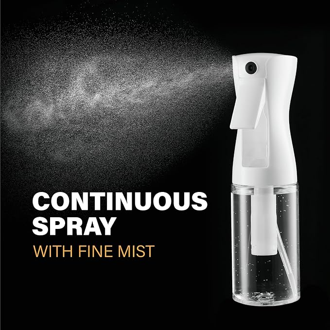 2 Pack Continuous Spray Bottles - Ultra Fine Mist Sprayer | Water Spray Bottle For Hair Mister Spray Bottle | Hair Spray Bottles For Hairstyling, Cleaning, Salons - 2pk 6.8 OZ / 200 ML