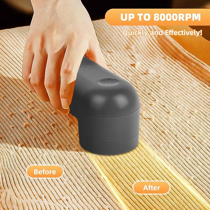 Electric Fabric Shaver and Lint Remover, Portable Fuzz Remover for Clothes and Furniture, Battery Operated, Easy to Use and Clean, Suitable for Sweaters, Blankets.（Dark Grey）