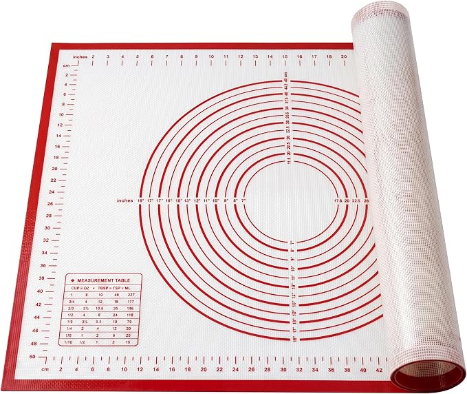 HOOMIL Silicone Baking Mat, 32"x24" Non-Stick, Non-Slip Extra Large Pastry Mat with Measurements for Rolling Dough, Bread Pie Crust Pizza Cookies Fondant Making