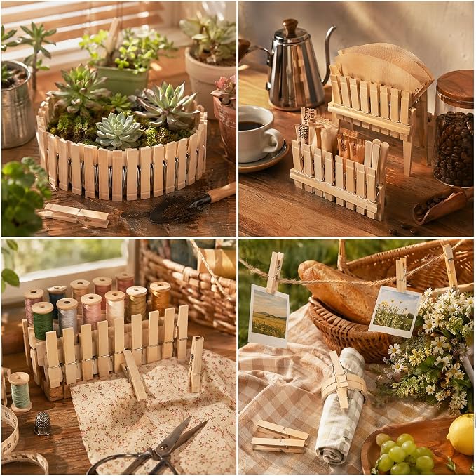 Clothes Pins Wood for Hanging Clothes,3.5 Inch【100pcs】 Heavy Duty Wooden Clothespins,Clothes Pins for Craft,Wooden Clips for Pictures. | Rust Resistant