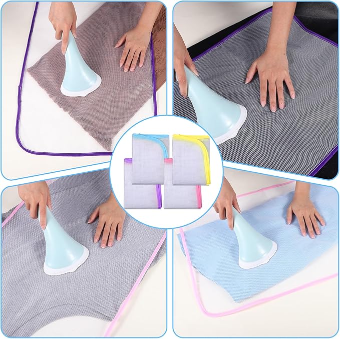 4 Pack Pressing Cloth for Ironing, Ironing Cloths to Protect Clothes Pressings Cloth, Durable Iron Clothes Protector for Ironings, Polyester Mesh Iron Pressing Mat for Easy Irons Sewing