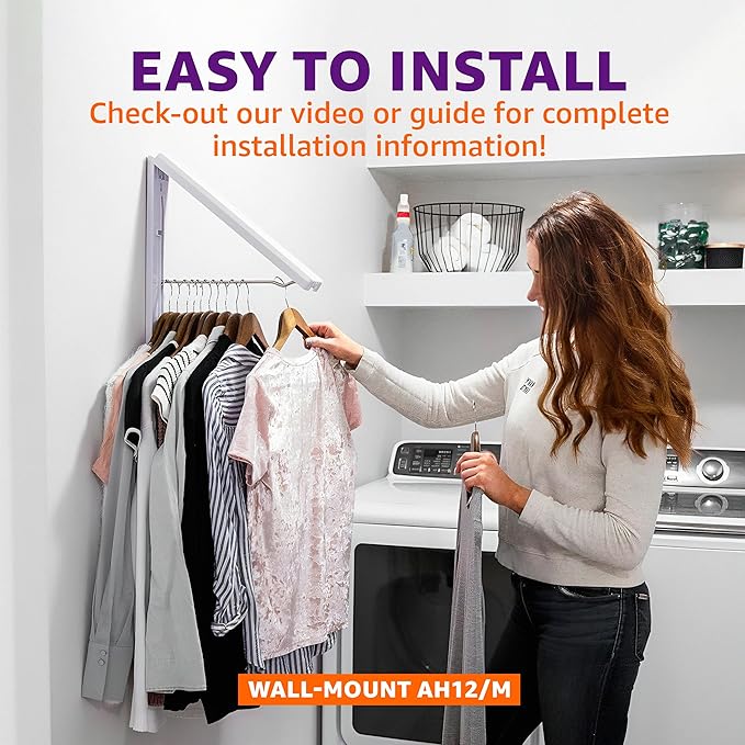 InstaHanger Collapsible Wall & Over Door Drying Rack (Bracket Included) | Clothes Hanger Rack Folds Flat To Save Space - Mounts On Wall Or Door - Supports Up To 60 Lbs - Ideal For Small Laundry Areas
