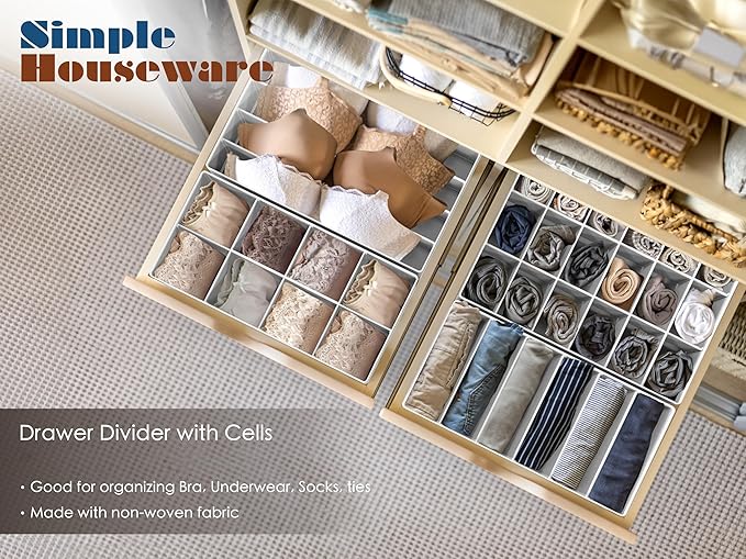 Simple Houseware Closet Underwear Organizer Drawer Divider Assorted 7 pcs | Gray