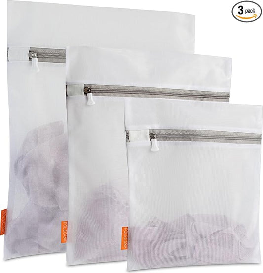 Mesh Laundry Bags 3 Pack (Large, Medium, Small) | Durable Zipper, For Delicates, Lingerie, Bras, Underwear, Protect Garments in Washing Machine