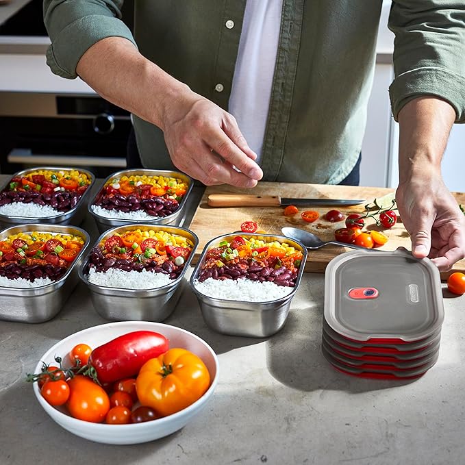 BLACK + BLUM Microwavable Stainless Steel Lunch Box | Multi-Function, Vacuum Sealed Container for Healthy Food | Portable and Stackable Food Storage for Office and Outdoor | 40 oz / 1200 ml | Leak Proof & Airtight, Durable & Reusable, Stackable Food St...