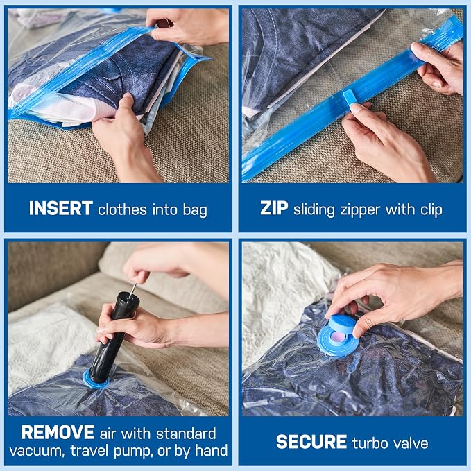 Spacesaver Jumbo Vacuum Storage Bags for Comforters, Blankets & Clothes – Vacuum Sealed Compression Bags with Hand Pump – Space Saver Storage Bags for Bedding, Moving, Travel & Organization (10 Pack)