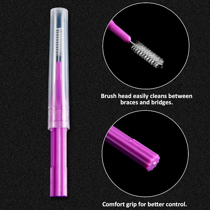 Patelai 100 Count Interdental Brush Set, Soft Braces Cleaner Picks with Cap, Multi Size Teeth Gap Cleaning Tool for Orthodontic Care Bridge Implant Travel Kit(Stylish Colors)