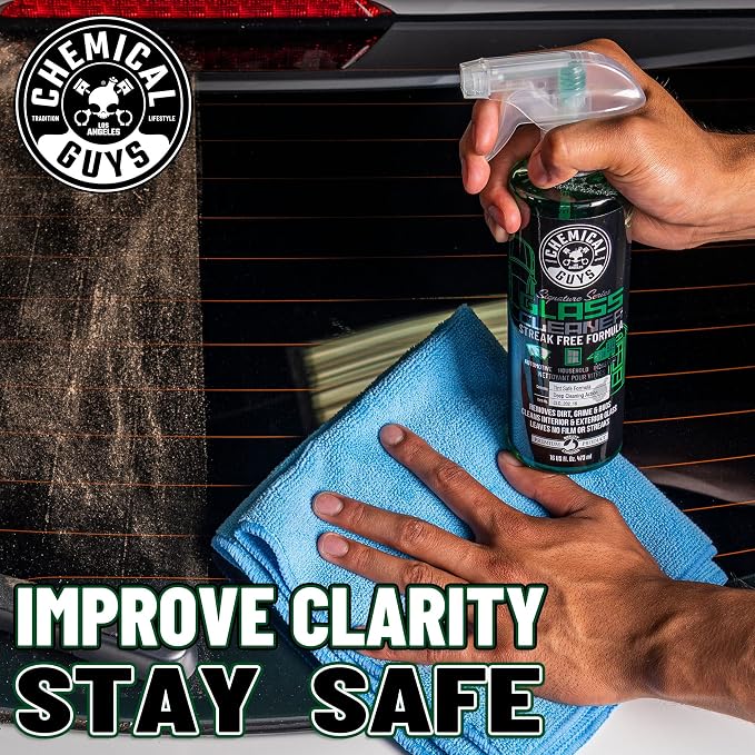 Chemical Guys CLD_202 Signature Series Glass Cleaner (Works on Glass, Windows, Mirrors, Navigation Screens & More; Car, Truck, SUV and Home Use), Ammonia Free & Safe on Tinted Windows, 128 fl oz