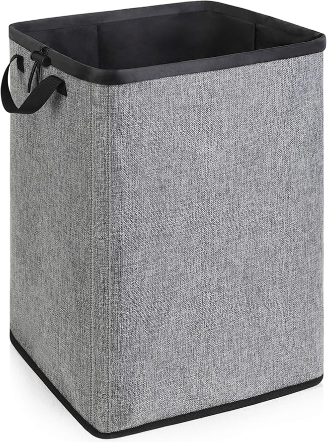 SNIGJAT Large Laundry Basket, 70L Collapsible Tall Hamper with Handle, Grey | Dirty Clothes Hamper for Bedroom, Rectangular Sturdy Laundry Basket for College, Dorm, Towels, Toys