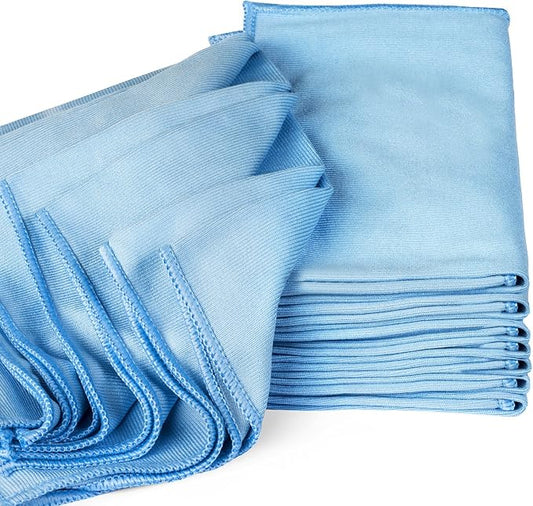 Zflow Microfiber Glass Cleaning Cloths - 8 Pack (16 x 16) - Streak Free - Lint Free - Quickly Clean Windows, Windshields, Mirrors, and Stainless Steel